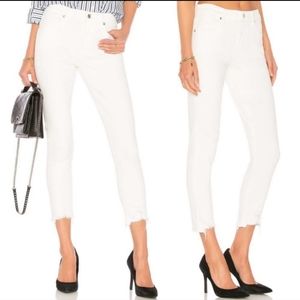 AGOLDE Sophie High Rise Skinny Crop White Raw Hem